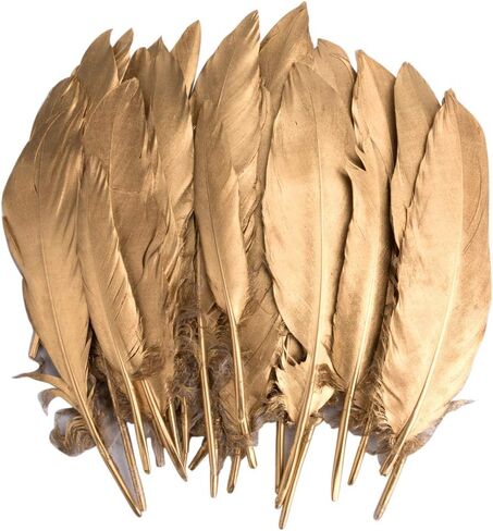 ريش للحرف اليدوية، 40 قطعة من ريش الاوز الذهبي والفضي بلون احمر واسود، ريش طبيعي لصائد الاحلام والحرف اليدوية وحفلات الزفاف والزينة المركزية والحرف اليدوية in Kuwait