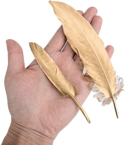 ريش للحرف اليدوية، 40 قطعة من ريش الاوز الذهبي والفضي بلون احمر واسود، ريش طبيعي لصائد الاحلام والحرف اليدوية وحفلات الزفاف والزينة المركزية والحرف اليدوية in Kuwait