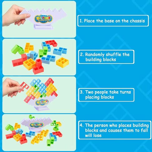 48 قطعة من لعبة برج تيترا، لعبة مكعبات التراص - ألعاب لوحية للاعبين + ألعاب عائلية كلاسيكية، والحفلات، والسفر، ولعبة مكعبات بناء فريق الأطفال والكبار، لعبة ممتعة وترفيه تعليمي للأطفال in Kuwait