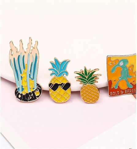الكرتون الأناناس المينا دبوس الأزياء الفواكه بروش المينا دبابيس لطيف بارد بروش شارة بدبوس للملابس أكياس الظهر جاكيتات قبعة DIY الملحقات in Kuwait