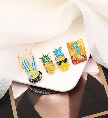 الكرتون الأناناس المينا دبوس الأزياء الفواكه بروش المينا دبابيس لطيف بارد بروش شارة بدبوس للملابس أكياس الظهر جاكيتات قبعة DIY الملحقات in Kuwait