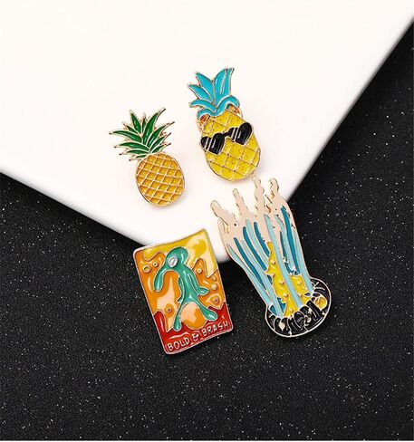الكرتون الأناناس المينا دبوس الأزياء الفواكه بروش المينا دبابيس لطيف بارد بروش شارة بدبوس للملابس أكياس الظهر جاكيتات قبعة DIY الملحقات in Kuwait