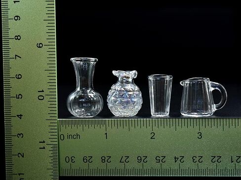 iLAND Miniature Dollhouse Accessories for Dollhouse Furniture Antique, Glass Vases w/ Dried Flowers Set (Elegant 4pcs) in Kuwait