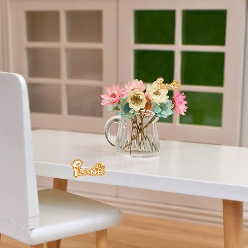 iLAND Miniature Dollhouse Accessories for Dollhouse Furniture Antique, Glass Vases w/ Dried Flowers Set (Elegant 4pcs) in Kuwait
