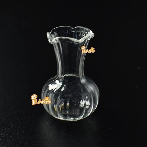 iLAND Miniature Dollhouse Accessories for Dollhouse Furniture Antique, Glass Vases w/ Dried Flowers Set (Elegant 4pcs) in Kuwait