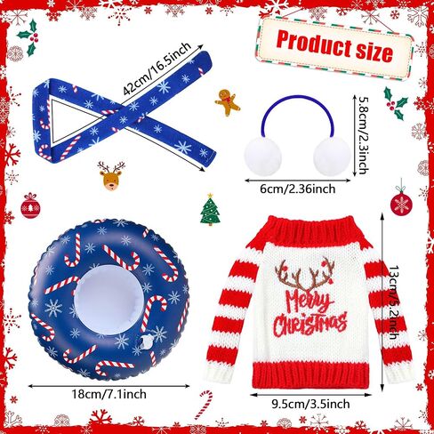 Ramede 8 Pcs Christmas Elf Clothing Accessory Set Christmas Elf Doll Clothes Include Earmuffs Cozy Scarf Inflatable Snow Tube Small Sweater for Elf Accessories Elf Doll Outfit Costume in Saudi Arabia