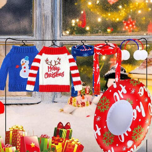 Ramede 8 Pcs Christmas Elf Clothing Accessory Set Christmas Elf Doll Clothes Include Earmuffs Cozy Scarf Inflatable Snow Tube Small Sweater for Elf Accessories Elf Doll Outfit Costume in Saudi Arabia