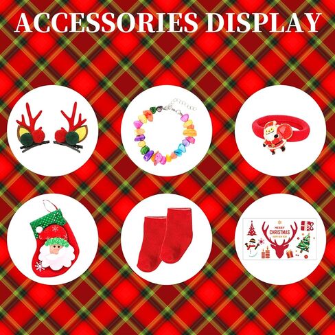 UNICORN ELEMENT 8 قطع مقاس 18 بوصة من ملابس الدمية الأمريكية لعيد الميلاد وإكسسواراتها - ملابس دمية عيد الميلاد وأحذية وجوارب عيد الميلاد وملصق دبوس الشعر وقلادة رأس in Kuwait