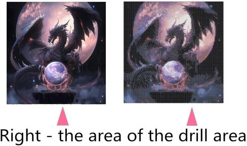 مجموعات الرسم الفني الماسي 5D، مجموعات الفن الماسي للبالغين والأطفال، لوحة تطريز كاملة لفنون حجر الراين الماسية بالأرقام لديكور الحائط المنزلي، 11.8 × 11.8 بوصة (التنين D) in Kuwait