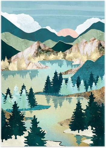 OFRKE Diamond Painting Mountain and Sun Kit,Diamond Art Kits for Adults and Kids,Abstract Scenery Paint with Diamonds Round for Gift,Home Wall Decor 12"x16" in Kuwait