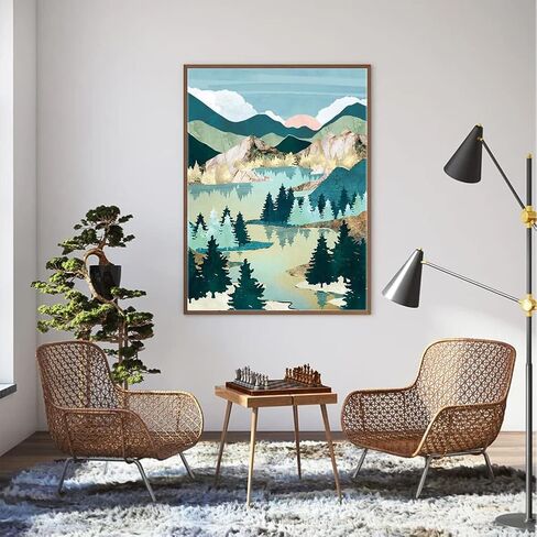 OFRKE Diamond Painting Mountain and Sun Kit,Diamond Art Kits for Adults and Kids,Abstract Scenery Paint with Diamonds Round for Gift,Home Wall Decor 12"x16" in Kuwait