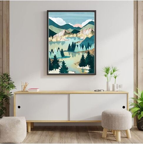 OFRKE Diamond Painting Mountain and Sun Kit,Diamond Art Kits for Adults and Kids,Abstract Scenery Paint with Diamonds Round for Gift,Home Wall Decor 12"x16" in Kuwait