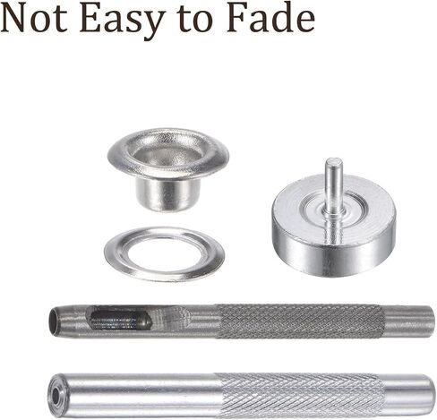 Kozelo 100 Sets Grommet Eyelets - [ 5mm x 10mm ] Copper with Setter Tools for Shoes Clothes Use | Silver Tone in Saudi Arabia