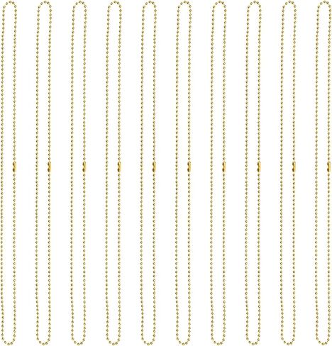 Shapenty 60CM/24Inch Metal Ball Bead Chains Necklace for DIY Craft Dog Tag Keychain Necklace Jewelry Finding Making Accessories, 10PCS (Silver) in Saudi Arabia