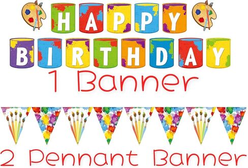 Serves 30 Complete Art Birthday Party Supplies Includes Plates,Napkins,Table Covers, Happy Birthday Banner,Pennant Banners,Swirls, Art party Centerpiece, Ideal for Art Party Birthday Theme Party Decor in Saudi Arabia
