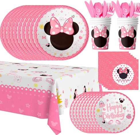 مجموعة ادوات مائدة من مين-ني موسيس مكونة من 113 قطعة من اطباق ومناديل واكواب ومناديل من مين-ني موسيس وغيرها من مستلزمات حفلات اعياد الميلاد للبنات in Kuwait