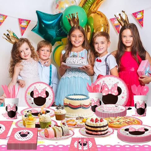 مجموعة ادوات مائدة من مين-ني موسيس مكونة من 113 قطعة من اطباق ومناديل واكواب ومناديل من مين-ني موسيس وغيرها من مستلزمات حفلات اعياد الميلاد للبنات in Kuwait