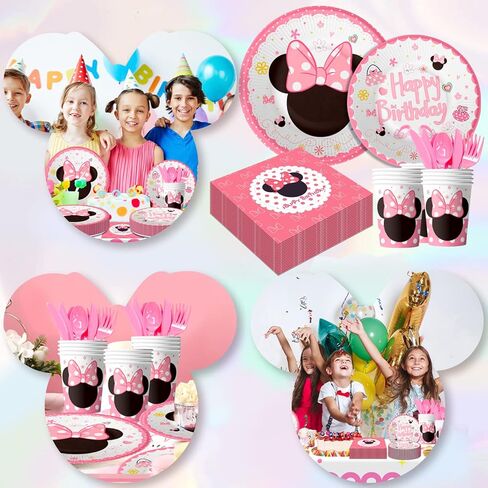 مجموعة ادوات مائدة من مين-ني موسيس مكونة من 113 قطعة من اطباق ومناديل واكواب ومناديل من مين-ني موسيس وغيرها من مستلزمات حفلات اعياد الميلاد للبنات in Kuwait