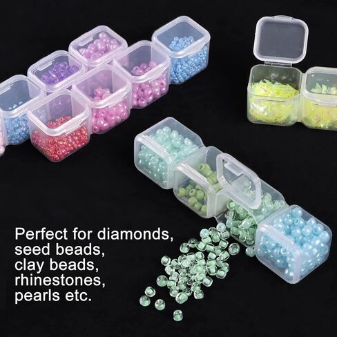QUEFE 112 Slots Diamond Painting Storage Containers, 4pcs 28 Grids Clear Diamond Painting Accessories and Tools Boxes Bead Organizers Diamond Art Embroidery Storage with Label Stickers in Kuwait