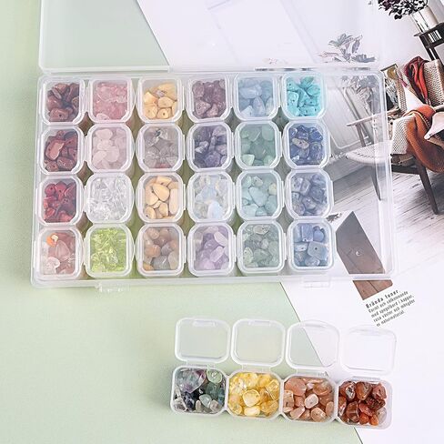 QUEFE 112 Slots Diamond Painting Storage Containers, 4pcs 28 Grids Clear Diamond Painting Accessories and Tools Boxes Bead Organizers Diamond Art Embroidery Storage with Label Stickers in Kuwait