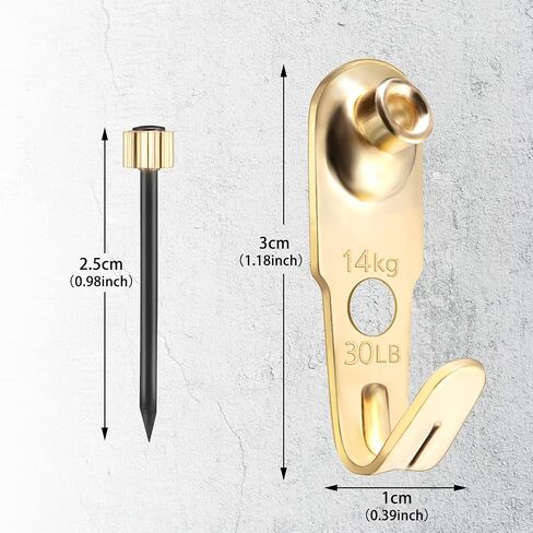 Jetec Plaster Picture Hangers Hooks Picture Gold Hanging Picture Kit with Nails for Plaster Wall Wooden Wall Drywall Mounting (50 Pieces,20 lbs) in Kuwait
