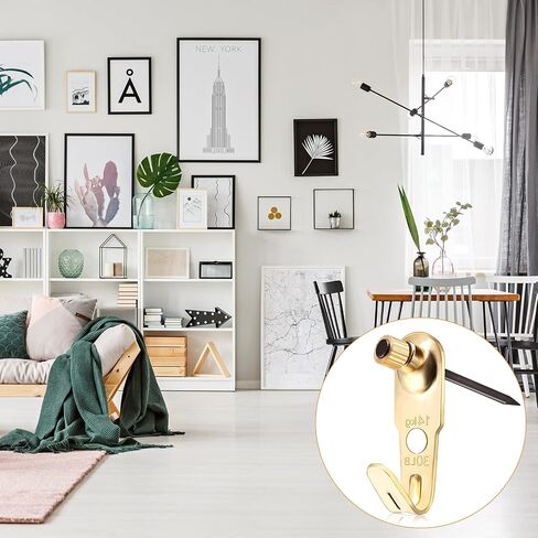 Jetec Plaster Picture Hangers Hooks Picture Gold Hanging Picture Kit with Nails for Plaster Wall Wooden Wall Drywall Mounting (50 Pieces,20 lbs) in Kuwait
