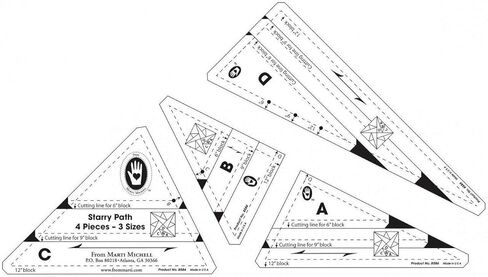 Marti Michell 8586M TEMPLATE STARRY PATH-SET OF 4, Clear, 9-1/2 x 6-1/2 inch in Kuwait