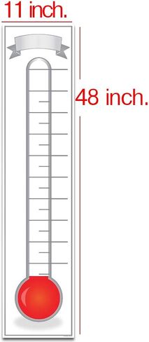 مقياس حرارة لجمع التبرعات - 11 × 48 - مقياس كبير من البلاستيك المموج - مبيعات الشركة مخططات جدارية تتبع المعالم in Kuwait