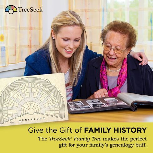 مخطط حائط لمروحة علم الأنساب من TreeSeek | نموذج نسب كبير فارغ قابل للتعبئة لتاريخ العائلة والنسب 2pk in Kuwait