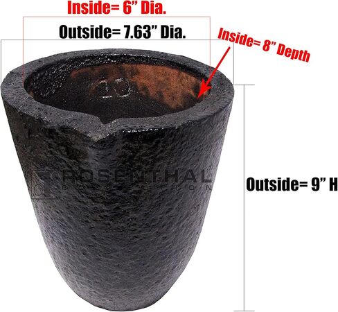 بوتقات من الطين والجرافيت الفاخر، كوب مسبك بلون اسود، شعلة لصب الذهب. رائعة أيضًا للفضة والنحاس والنحاس والالومنيوم (رقم 10) in Kuwait