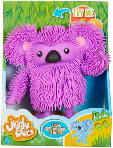 Eolo Jiggly Pets Kids’ Koala الدب الصغير المطاطي الذي يمشي، حركة الجسم بالكامل، الرقص، الاهتزاز، الموسيقى السريعة، المؤثرات الصوتية، شعر رائع قابل للتمدد، أرجواني ساطع، للأعمار من 4 سنوات فما فوق in Kuwait