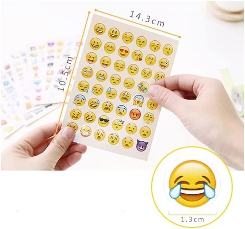 باوباو 480 قطعة من ملصقات التعبيرات 10 ورقات ملصقات للاطفال، ملصقات سجل القصاصات، ملصقات وجه سعيد in Saudi Arabia