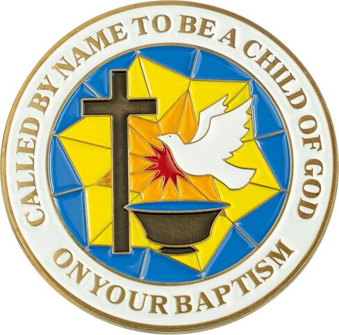 Baptism Gift, Bulk Pack of 10 Commemorative Keepsake Tokens for Girls & Boys, Catholic & Christian Religious Baptismal Prayer Challenge Coin with Scripture Bible Verse for Group Baptism Ceremony in Kuwait