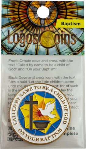 Baptism Gift, Bulk Pack of 10 Commemorative Keepsake Tokens for Girls & Boys, Catholic & Christian Religious Baptismal Prayer Challenge Coin with Scripture Bible Verse for Group Baptism Ceremony in Kuwait