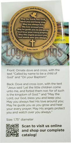Baptism Gift, Bulk Pack of 10 Commemorative Keepsake Tokens for Girls & Boys, Catholic & Christian Religious Baptismal Prayer Challenge Coin with Scripture Bible Verse for Group Baptism Ceremony in Kuwait