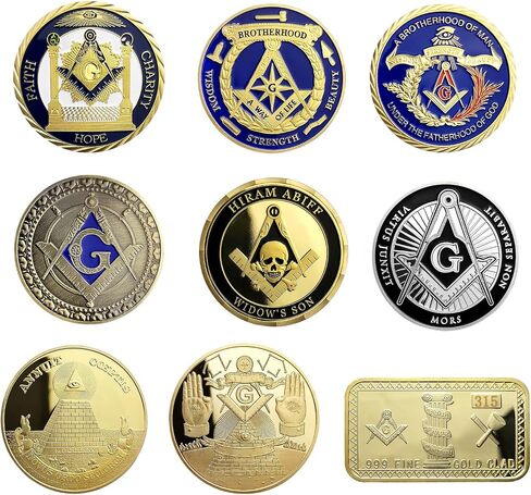 Masonic Challenge Coin Set Freemasons Auto Emblem United States Freemason Coin (Set of 9) in Kuwait