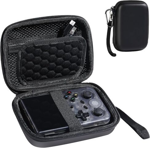 حافظة Lumus&Solem متوافقة مع وحدة تحكم الألعاب المحمولة RG353V/ RG35XX/ RG353VS Retro، حافظة RG35xx مع حلقة تسلق وحزام يد، حافظة RG353v سهلة الاستخدام والحمل (الجراب فقط، أسود) in Kuwait