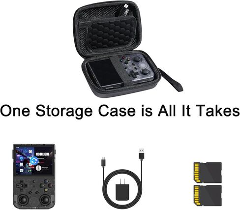 حافظة Lumus&Solem متوافقة مع وحدة تحكم الألعاب المحمولة RG353V/ RG35XX/ RG353VS Retro، حافظة RG35xx مع حلقة تسلق وحزام يد، حافظة RG353v سهلة الاستخدام والحمل (الجراب فقط، أسود) in Kuwait