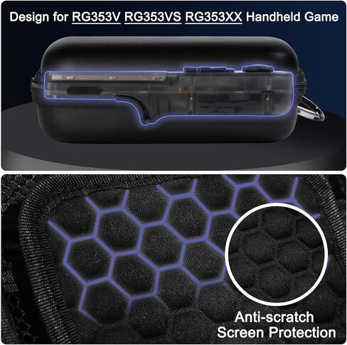 حافظة Lumus&Solem متوافقة مع وحدة تحكم الألعاب المحمولة RG353V/ RG35XX/ RG353VS Retro، حافظة RG35xx مع حلقة تسلق وحزام يد، حافظة RG353v سهلة الاستخدام والحمل (الجراب فقط، أسود) in Kuwait