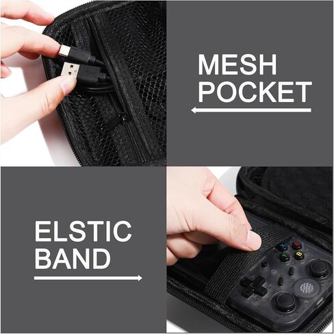 حافظة Lumus&Solem متوافقة مع وحدة تحكم الألعاب المحمولة RG353V/ RG35XX/ RG353VS Retro، حافظة RG35xx مع حلقة تسلق وحزام يد، حافظة RG353v سهلة الاستخدام والحمل (الجراب فقط، أسود) in Kuwait