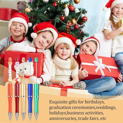 CZWZ 50 قطعة من الأقلام البلاستيكية القابلة للخرز، قلم حبر جاف أسود، أقلام مطرزة بالحبر الأسود مع خرز القلم لصنع هدية للأطفال والطلاب واللوازم المدرسية المكتبية in Kuwait