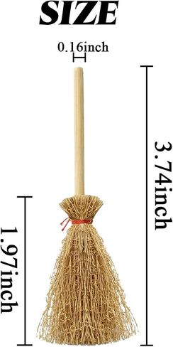 TIHOOD 30PCS Miniature Artificial Mini Straw Brooms with Red Ropes Halloween Straw Craft Decoration Witches Accessory for Costume Cosplay Party in Saudi Arabia