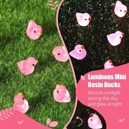 Tarpop 150 Pcs Luminous Tiny Ducks Miniature Duck Figures Micro Dollhouse Accessories Landscape Gardening Decoration Ornaments(Green) in Kuwait