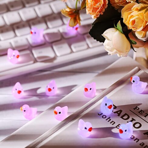 Tarpop 150 Pcs Luminous Tiny Ducks Miniature Duck Figures Micro Dollhouse Accessories Landscape Gardening Decoration Ornaments(Green) in Kuwait
