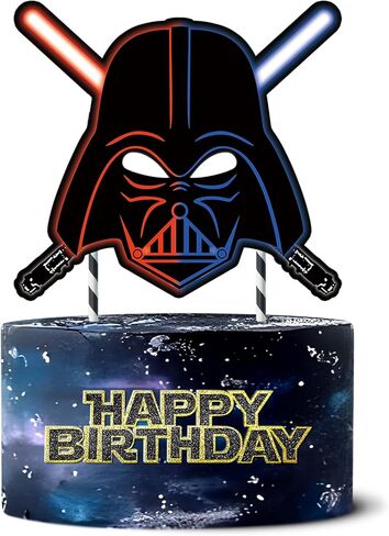 Darth Vader Cake Topper for Star Wars Glitter Happy Birthday Supplies Toppers Party Decorations Favors in Kuwait