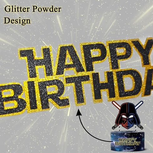 Darth Vader Cake Topper for Star Wars Glitter Happy Birthday Supplies Toppers Party Decorations Favors in Kuwait