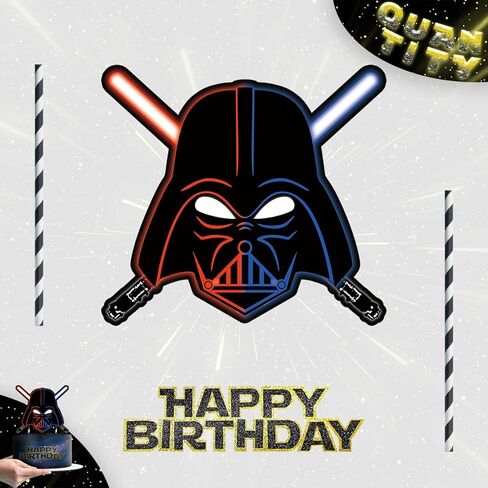 Darth Vader Cake Topper for Star Wars Glitter Happy Birthday Supplies Toppers Party Decorations Favors in Kuwait