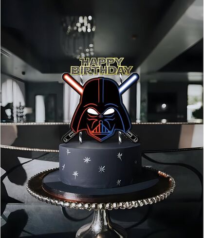 Darth Vader Cake Topper for Star Wars Glitter Happy Birthday Supplies Toppers Party Decorations Favors in Kuwait