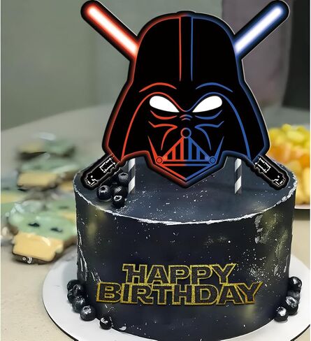 Darth Vader Cake Topper for Star Wars Glitter Happy Birthday Supplies Toppers Party Decorations Favors in Kuwait