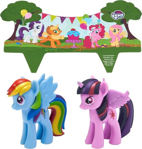 DecoSet® My Little Pony™ Over The Rainbow Signature Cake Topper, 4 Piece Decoration, Rainbow Dash, Pinkie Pie, and Twilight Sparkle, A Rainbow Coin Bank, Collectable Figurines For Birthday in Kuwait